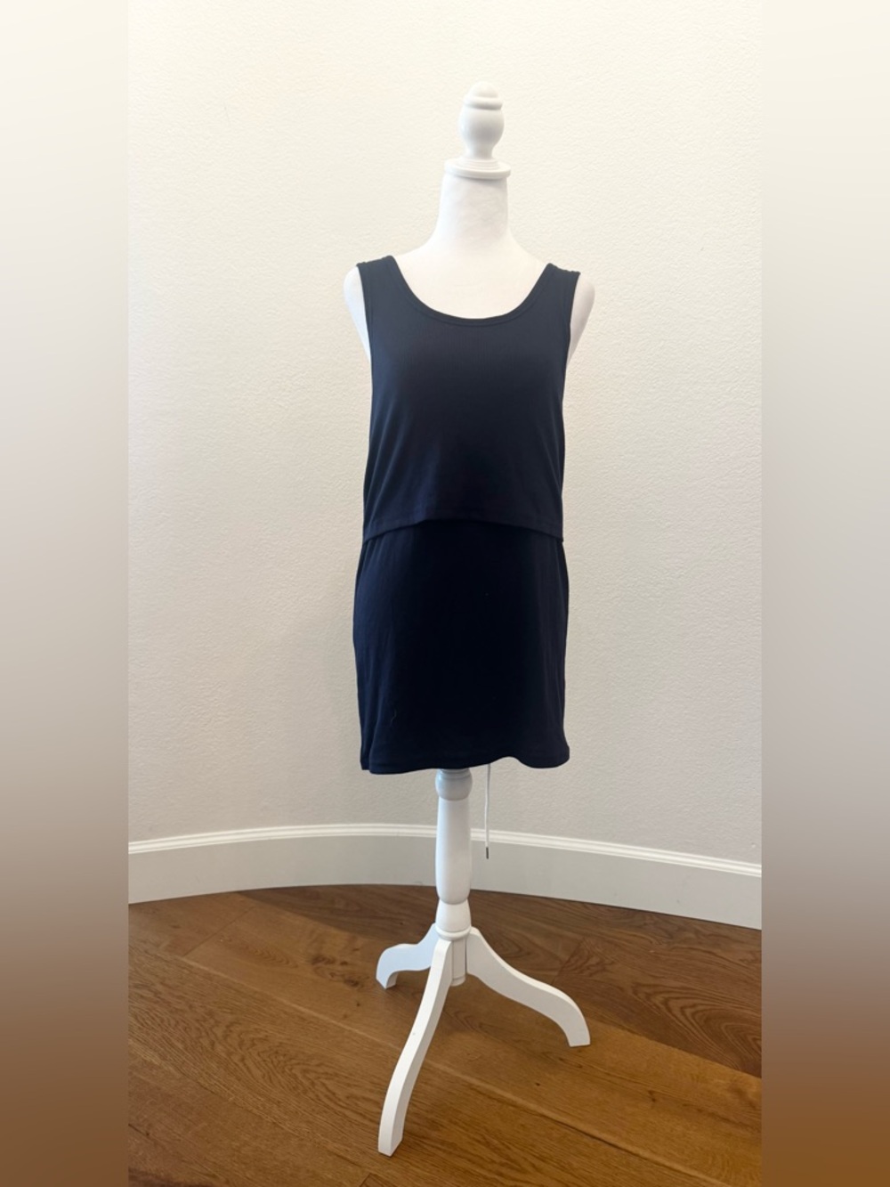 Latched Mama Black Maternity and Nursing Scoop Neck Ribbed Tank Dress - Size M